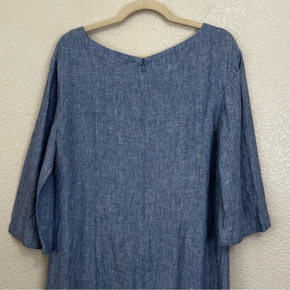 Boden Laurie 100% Linen Blue Chambray Two Pockets Shift Dress, Size 12L - Picture 8 of 12